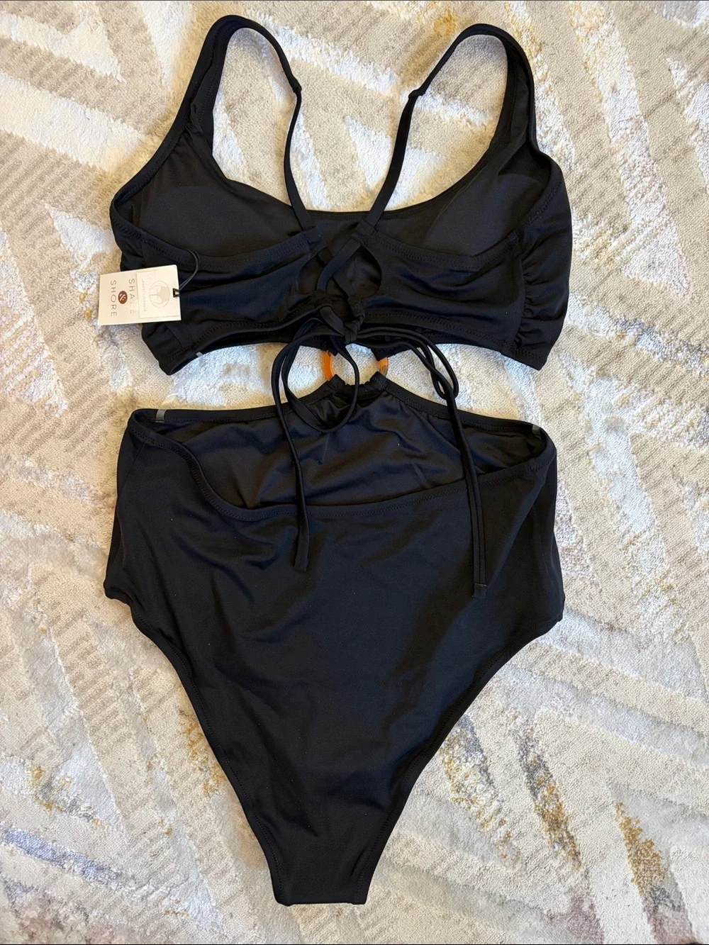 Shade & Shore Black Cutout One-Piece Swimsuit